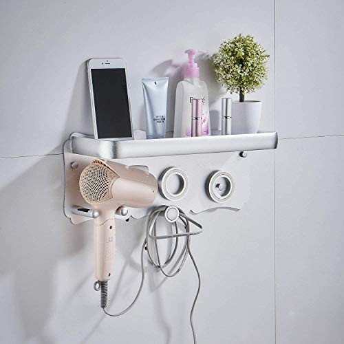 Leekayer Supersonic Hair Dryer Wall Mount Holder, Dyson Hair Dryer Bracket,for Dyson Hair Dryer Accessories Holder,Punch-Free Hair Dryer Holder Bathroom Storage Rack Care Tools (Sliver)