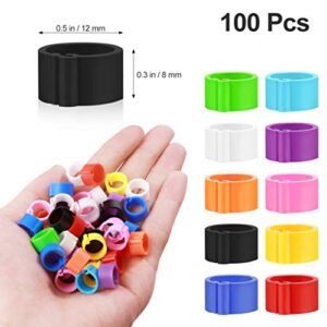 POPETPOP Parrot Toys Parrot Toys 100PCS Pigeon Foot Ring Plastic Colorful Bird Leg Rings Identification Rings for Birds Pigeons Parrots Poultry 8mm (Random Color) Bird Toy Bird Toy