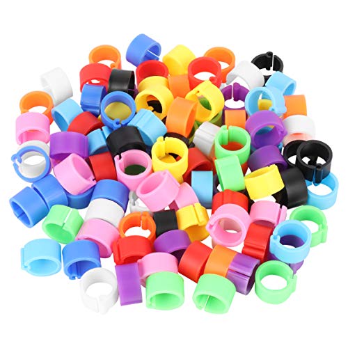 POPETPOP Parrot Toys Parrot Toys 100PCS Pigeon Foot Ring Plastic Colorful Bird Leg Rings Identification Rings for Birds Pigeons Parrots Poultry 8mm (Random Color) Bird Toy Bird Toy