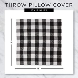 DII Decorative Square Throw Pillow Cover Collection Cotton, Machine Washable, Hidden Zipper, 18x18, Gray Gingham, 4 Piece