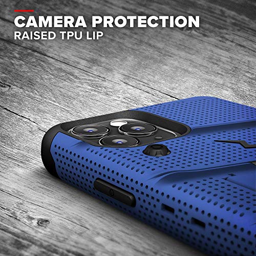 ZIZO Bolt Series iPhone 11 Pro Case - Heavy-Duty Military-Grade Drop Protection w/Kickstand Included Belt Clip Holster Tempered Glass Lanyard - Blue