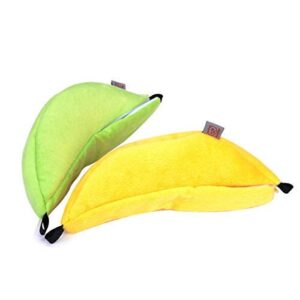 Halloluck 2 Pack Banana Warm Hamster Bed House Hammock Small Animal Warm Bed House Cage, Yellow and Green