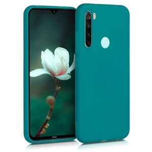 kwmobile case compatible with xiaomi redmi note 8 (2019/2021) case - soft slim protective tpu silicone cover - teal matte