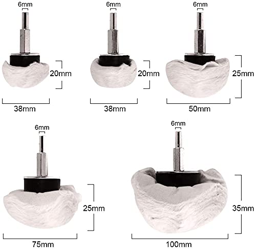 Benavvy 11pcs Buffing Wheel for Drill, Polishing Ball for Drill with 0.25" Hex Shafts, Cotton Polishing Kit for Rotary Tools, Sanding Headlight Rims Manifold Aluminum Chrome Stainless Steel