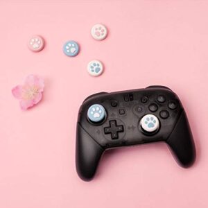 GeekShare Cat Paw Playstation 4 Controller Thumb Grips, Thumbsticks Cover Set Compatible with Switch Pro Controller (Pink & Blue)