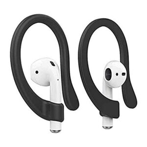 emoly new 2 pairs airpods ear hooks anti-slip sport hooks silicone compatible with apple airpods 1 & 2 for running, jogging, cycling, gym - black