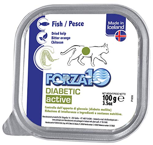 Forza10 Wet Diabetic Cat Food for Diabetic Support and Control, Fish Flavor Canned Cat Food Wet, for Adult Cats with Diabetes, 3.5 Ounce Cans, 32 Pack Case