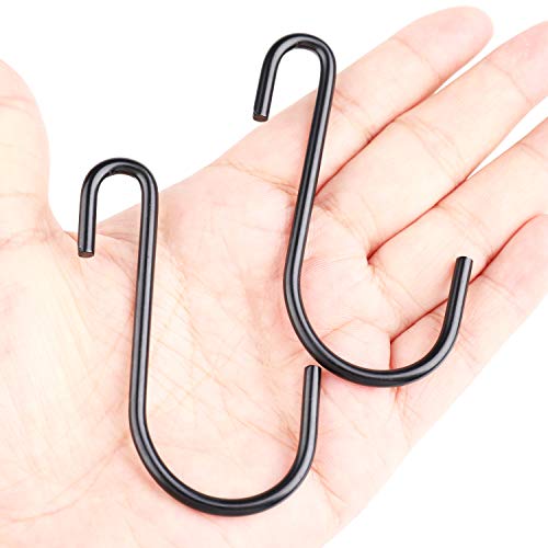 Yesland 60 Packs S Hooks, Black 2-3/8 Inches S Shaped Hooks Hanging Hangers Pan Pot Holder, Perfect Rack Hooks for Pan, Pot, Coat, Bag, Plants in Kitchen, Work Shop, Bathroom,Bedroom & Garden