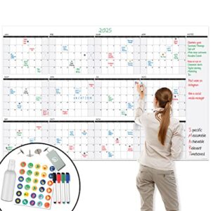 lushleaf designs large wall calendar - 48" x 74" dry erase reusable 2023 whiteboard calendar