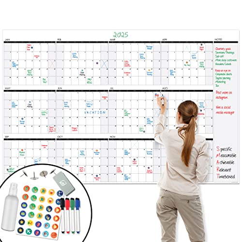 Lushleaf Designs Large Wall Calendar - 48" x 74" Dry Erase Reusable 2023 Whiteboard Calendar