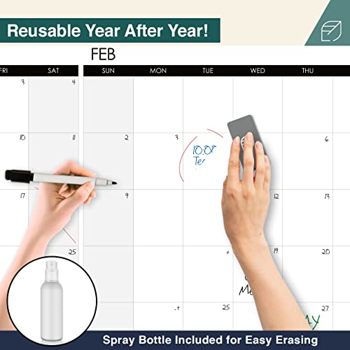 Lushleaf Designs Large Wall Calendar - 48" x 74" Dry Erase Reusable 2023 Whiteboard Calendar