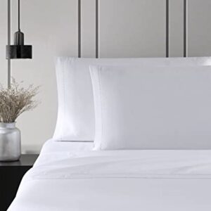 Vera Wang - King Sheets, Smooth Cotton Sateen Bedding Set, Wrinkle-Resistant Home Decor (Simple Scallop Grey, King)