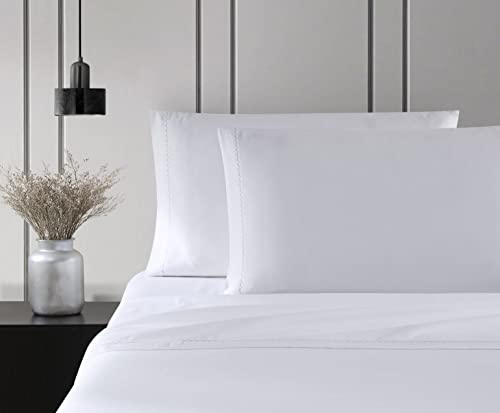 Vera Wang - King Sheets, Smooth Cotton Sateen Bedding Set, Wrinkle-Resistant Home Decor (Simple Scallop Grey, King)