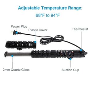 Soyon Aquarium Heater 500W, Fish Tank Heater with Adjustable Temperature 80 Gallon-100 Gallon Submersible Water Heater (500W with Extra Thermometer)