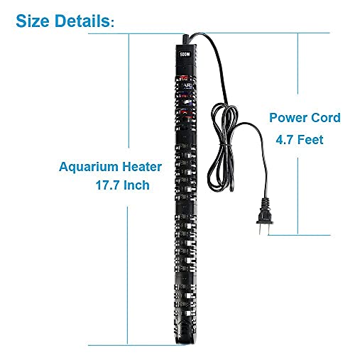 Soyon Aquarium Heater 500W, Fish Tank Heater with Adjustable Temperature 80 Gallon-100 Gallon Submersible Water Heater (500W with Extra Thermometer)