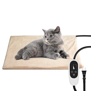 nicrew pet heating pad, temperature adjustable dog cat heating pad with auto shut off timer, indoor pet heated bed mat for cats and dogs, met safety listed, 17.7 x 15.7 inches, 55w (max)