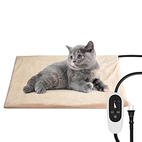 NICREW Pet Heating Pad, Temperature Adjustable Dog Cat Heating Pad with Auto Shut Off Timer, Indoor Pet Heated Bed Mat for Cats and Dogs, MET Safety Listed, 17.7 x 15.7 Inches, 55W (max)