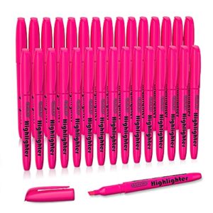 shuttle art highlighters, 30 pack highlighters bright colors, pink colors chisel tip dry-quickly non-toxic highlighter markers for adults kids highlighting in the home school office