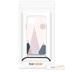 kwmobile Crossbody Case Compatible with Apple iPhone 11 Pro - TPU Silicone Cover IMD Design with Neck Cord Lanyard Strap - Moon and Mountains Rose Gold/Blue/Pink