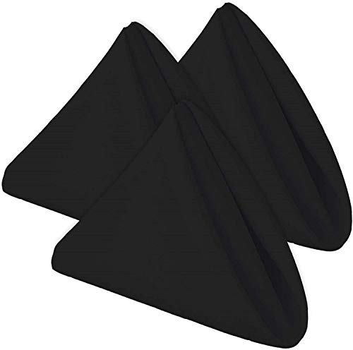 Wealuxe [24 Pack, Black] 100% Polyester Soft Durable Washable Cloth Table Napkins 17 x 17 Inch Great for Restaurants, Dinners and Parties