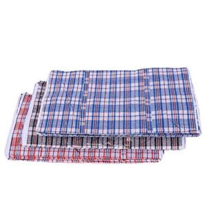 Simply Home Set of 4 Large Plastic Checkered Storage Laundry Shopping Bags W. Zipper & Handles Size 18.5"x18.5"x5.5"