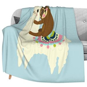 Delerain Alpaca Llama Sloth Soft Throw Blanket 40"x50" Lightweight Flannel Fleece Blanket for Couch Bed Sofa Travelling Camping for Kids Adults