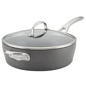 anolon 5-qt. covered sauté hard anodized aluminum sauteuse, saute pan, 5 quart, dark gray,81173