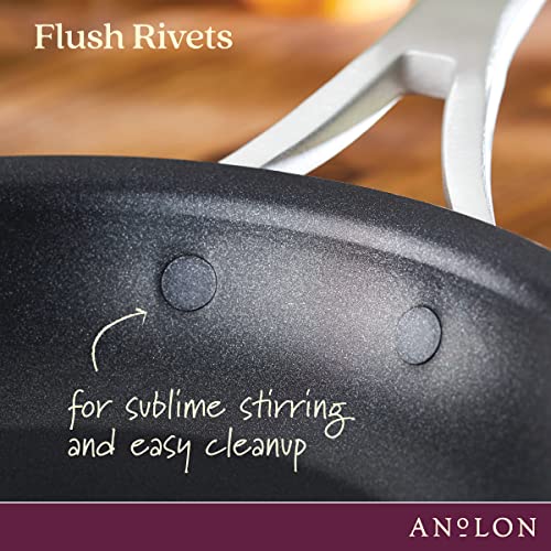 Anolon 5-Qt. Covered Sauté Hard Anodized Aluminum Sauteuse, Saute Pan, 5 Quart, Dark Gray,81173