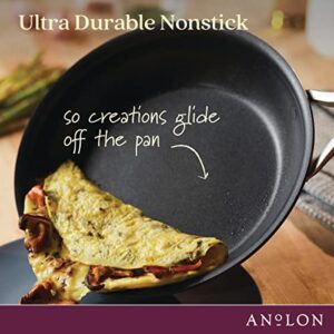 Anolon 5-Qt. Covered Sauté Hard Anodized Aluminum Sauteuse, Saute Pan, 5 Quart, Dark Gray,81173