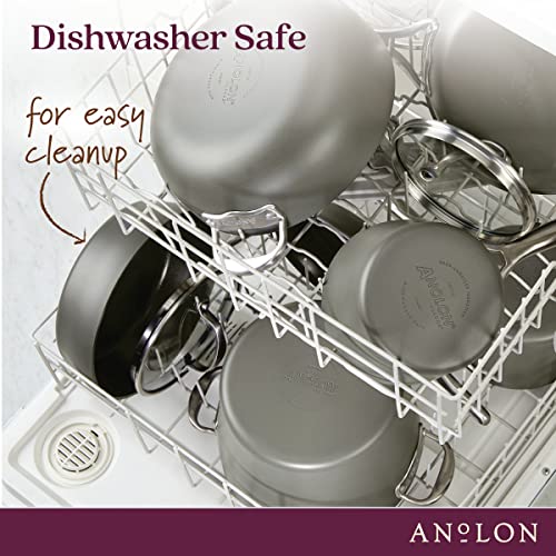 Anolon 5-Qt. Covered Sauté Hard Anodized Aluminum Sauteuse, Saute Pan, 5 Quart, Dark Gray,81173