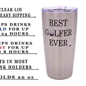 Rogue River Tactical Funny Best Golfer Ever 20 Ounce Large Stainless Steel Golf Travel Tumbler Mug Cup w/Lid Dad Grandpa Ball