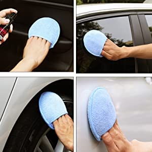 Fasmov 30 Pack Microfiber Wax Applicator, 5" Diameter Soft Microfiber Wax Applicator Pads with Finger Pocket Wax Applicator for Cars Wax Applicator Foam Sponge, Blue