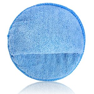 Fasmov 30 Pack Microfiber Wax Applicator, 5" Diameter Soft Microfiber Wax Applicator Pads with Finger Pocket Wax Applicator for Cars Wax Applicator Foam Sponge, Blue