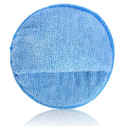 Fasmov 30 Pack Microfiber Wax Applicator, 5" Diameter Soft Microfiber Wax Applicator Pads with Finger Pocket Wax Applicator for Cars Wax Applicator Foam Sponge, Blue