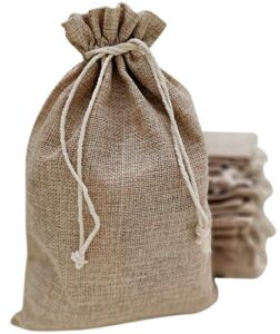 supply friend 25 burlap bags with drawstring 8x12 inch - reusable grocery, household, kitchen storage bag, christmas gift bags, wedding and birthday party favor gift pouches