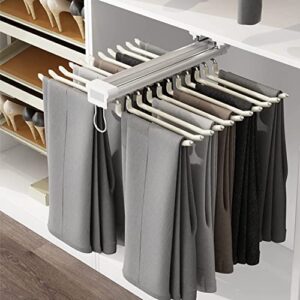myoyay pull out trousers rack 22 arms steel pull out pants rack pants hanger bar clothes organizers for closet for space saving and storage maximum load 33lbs beige 23.4x18x5.7inch