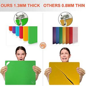 Extra-Thick Plastic Cutting Boards for Kitchen Dishwasher Safe Non-SIip, Flexible Cutting Mats for Cooking, No-Porous, BPA-Free, Food Icons & EZ-Grip Handle (Colorful Set of 4)