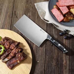 PAUDIN Cleaver Knife - 7 inch Meat Cleaver, High Carbon German Steel Heavy Duty Chinese Chef Knife with G10 Handle, Full Tang Butcher Knife