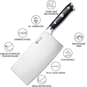 PAUDIN Cleaver Knife - 7 inch Meat Cleaver, High Carbon German Steel Heavy Duty Chinese Chef Knife with G10 Handle, Full Tang Butcher Knife