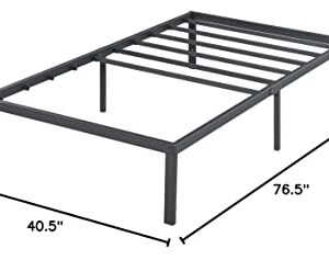 PrimaSleep 14 inch Dura Metal Steel Slate Bed Frame/Noise Free, , Twin, Black