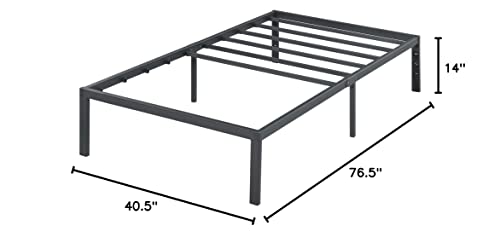 PrimaSleep 14 inch Dura Metal Steel Slate Bed Frame/Noise Free, , Twin, Black