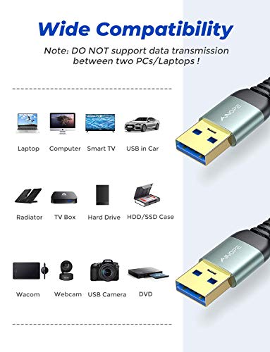 AINOPE [2 Pack] USB 3.0 Cable, USB to USB Cable, USB A Male to Male Cable [3.3FT+ 3.3FT] [Never Rupture] Double End USB Cord Compatible with Hard Drive Enclosures, DVD Player, Laptop Cooler and More