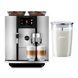 jura giga 6 automatic coffee machine, silver and glass milk container bundle (2 items)