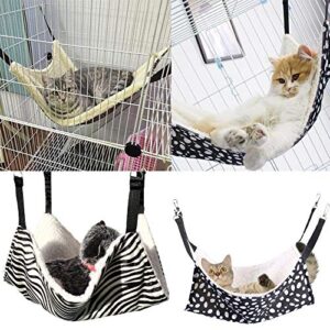 AKIRO Pet Cage Hammock, Pet Hanging Bed Round Dot Tower Zebra Leopard Pattern Warm Pet Hammock Pet Cage Hammock, Soft Plush Hanging Pet Cat Bed Mat Winter Warm Cotton Cat Hammock for Kitten Cat Cage