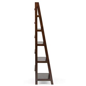 SIMPLIHOME Acadian SOLID WOOD 72 inch x 36 inch Wide Ladder Shelf Bookcase in Brunette Brown with 6 Shelves, for the Living Room, Study and Office