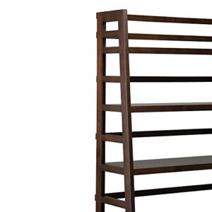 SIMPLIHOME Acadian SOLID WOOD 72 inch x 36 inch Wide Ladder Shelf Bookcase in Brunette Brown with 6 Shelves, for the Living Room, Study and Office