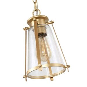 KSANA Gold Pendant Lighting for Kitchen Island, Hanging Brass Light Fixtures with Seeded Glass for Dining Room, Foyer