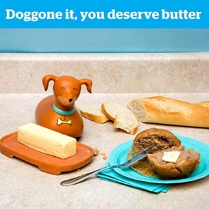 BigMouth Inc Ceramic Dog Butter Dish, Brown