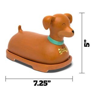 BigMouth Inc Ceramic Dog Butter Dish, Brown