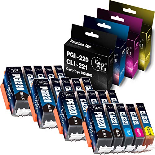 20-Pack Compatible PGI220 CLI221 Ink Cartridge PGI-220 CLI-221 Used for Canon PIXMA MX860 MX870 MP540 MP550 MP560 MP620 MP640 MP980 IP3600 IP4700 Printer (4XLBK/4BK/4C/4M/4Y), by EasyPrint